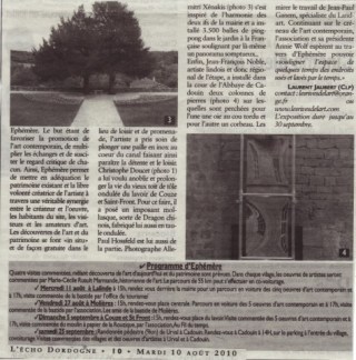 L'ECHO DORDOGNE du 10 août 2010