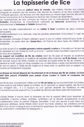 explications tapisserie de lice