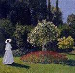 Claude MONET, "Femme au jardin", 1866 ; St Petersbourg, Musée de l'Ermitage