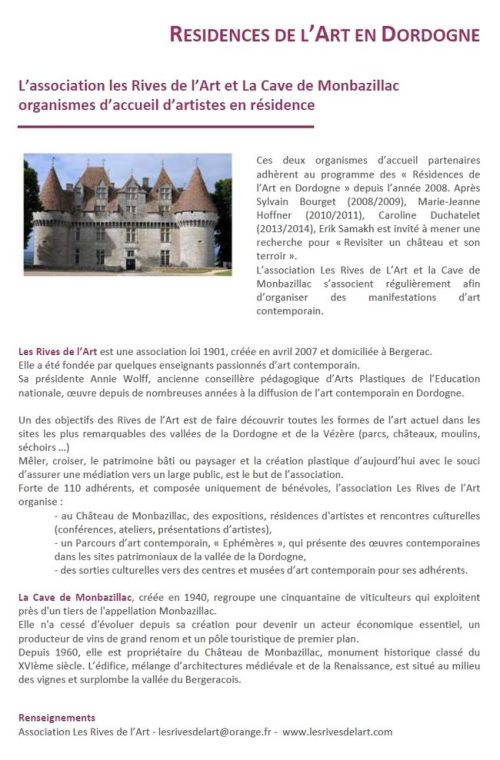 Résidences de l'Art en Dordogne les Rives de l'Art & la Cave de Monbazillac