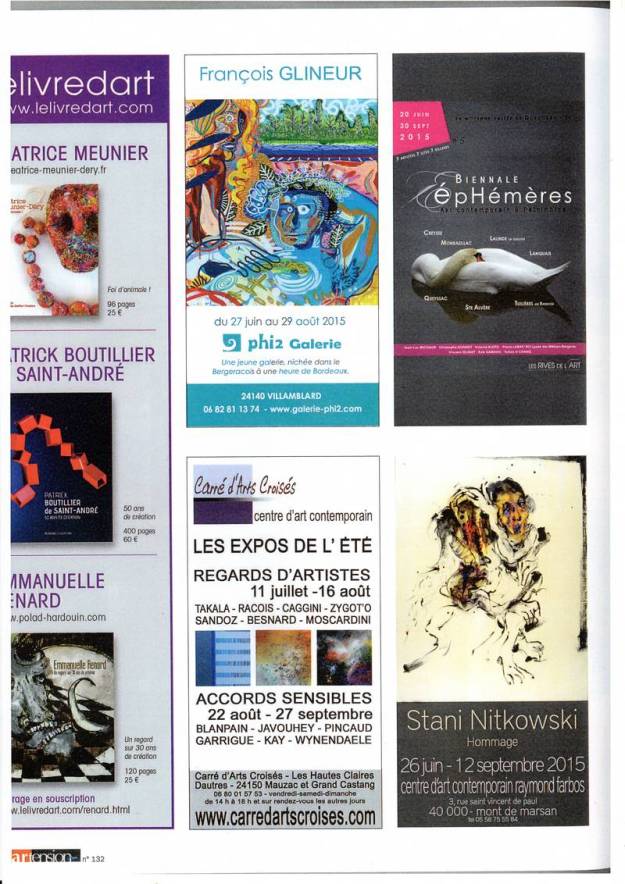 2015 Ephemeres dans Magazine Artension 132