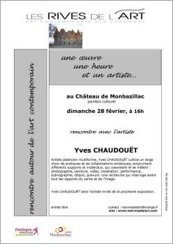 "Une oeuvre, une heure, un artiste" : rencontre avec Yves CHAUDOUËT, 28 février 2016