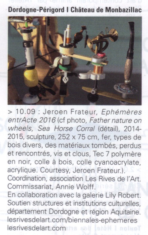 2016 ART PRESS agenda EPHEMERES ENTRACTE 2016 FRATEUR à Monbazillac